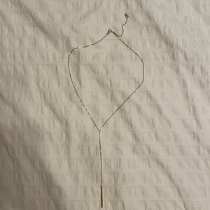 Gold Tone Lariat Necklace with Bar